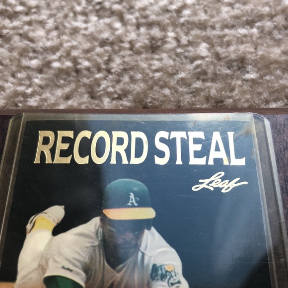 1991 LEAF BASEBALL PLAQUE CARD RICKEY HENDERSON - Picture 4 of 9